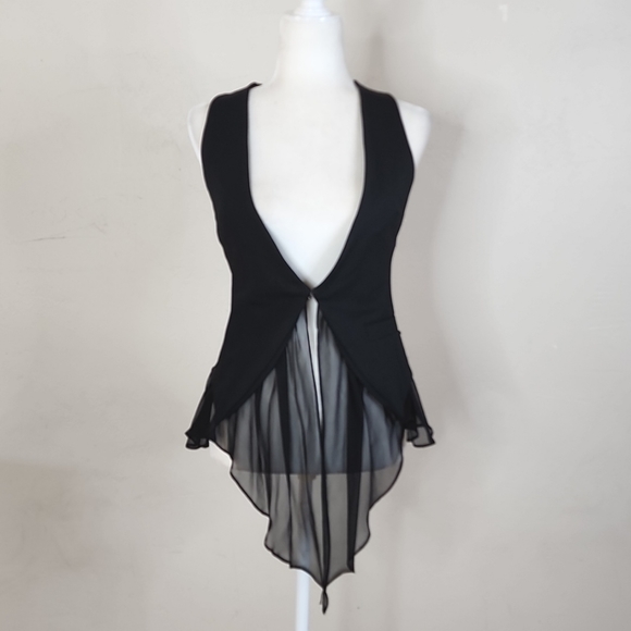 Elizabeth and James Jackets & Blazers - Elizabeth and James Black Edgy Suit Vest with Silk Tails Size Small